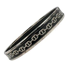 Hermes Enamel PM Chaine D'ancre Metal Black Bracelet Bangle